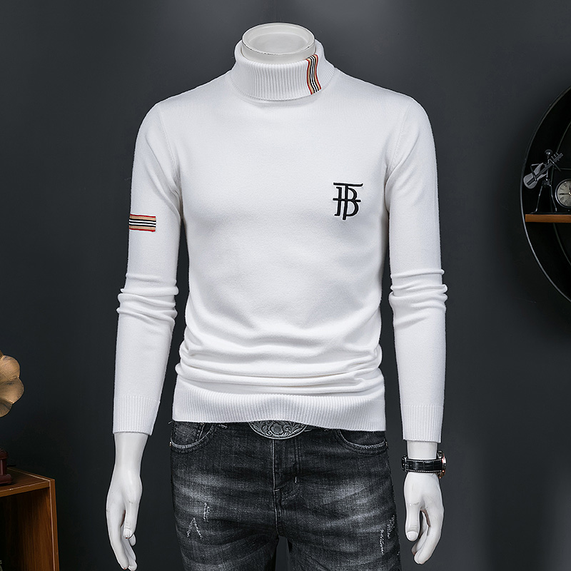 潮牌潮流男士毛衣高领毛衣男款冬季羊毛衫男刺绣针织打底衫男休闲