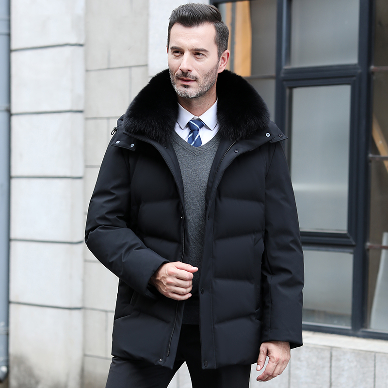 【断码捡漏】国标90白鸭绒羽绒服男士中老年爸爸装加厚加大保暖外套