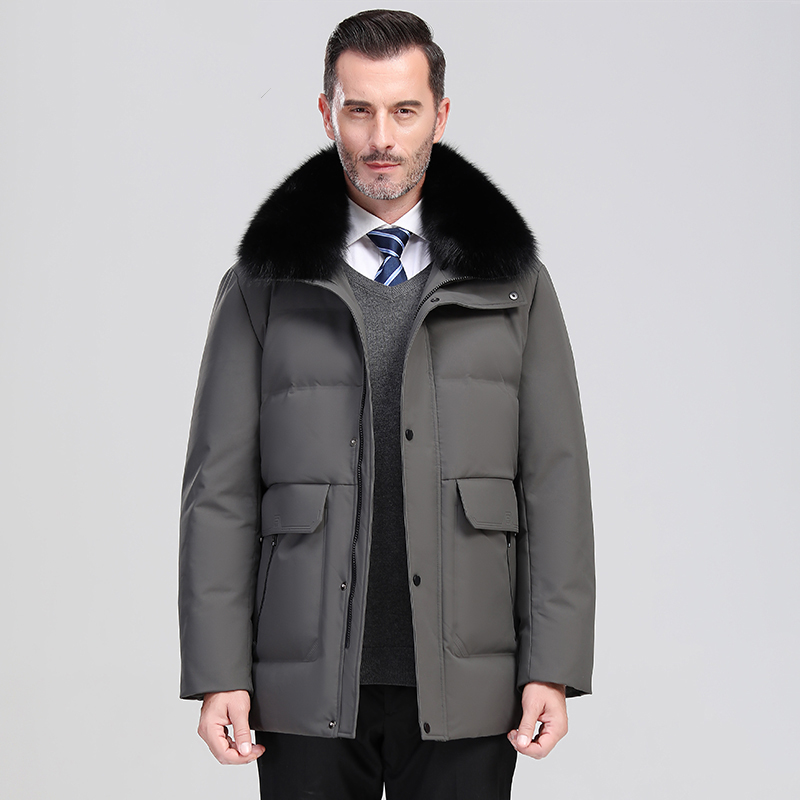 【断码捡漏】真90白鸭绒羽绒服男士短款中年冬季防寒保暖大毛领外套