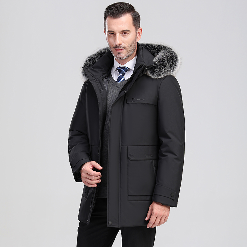 【断码捡漏】90国标羽绒服男中老年中长款活里活面高档毛领防寒外套