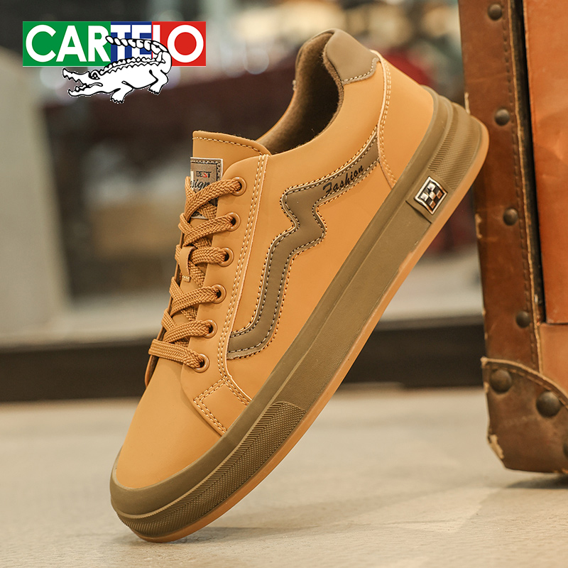 CARTELO/卡帝乐鳄鱼2023冬季新款防水减震复古休闲百搭皮鞋男H118