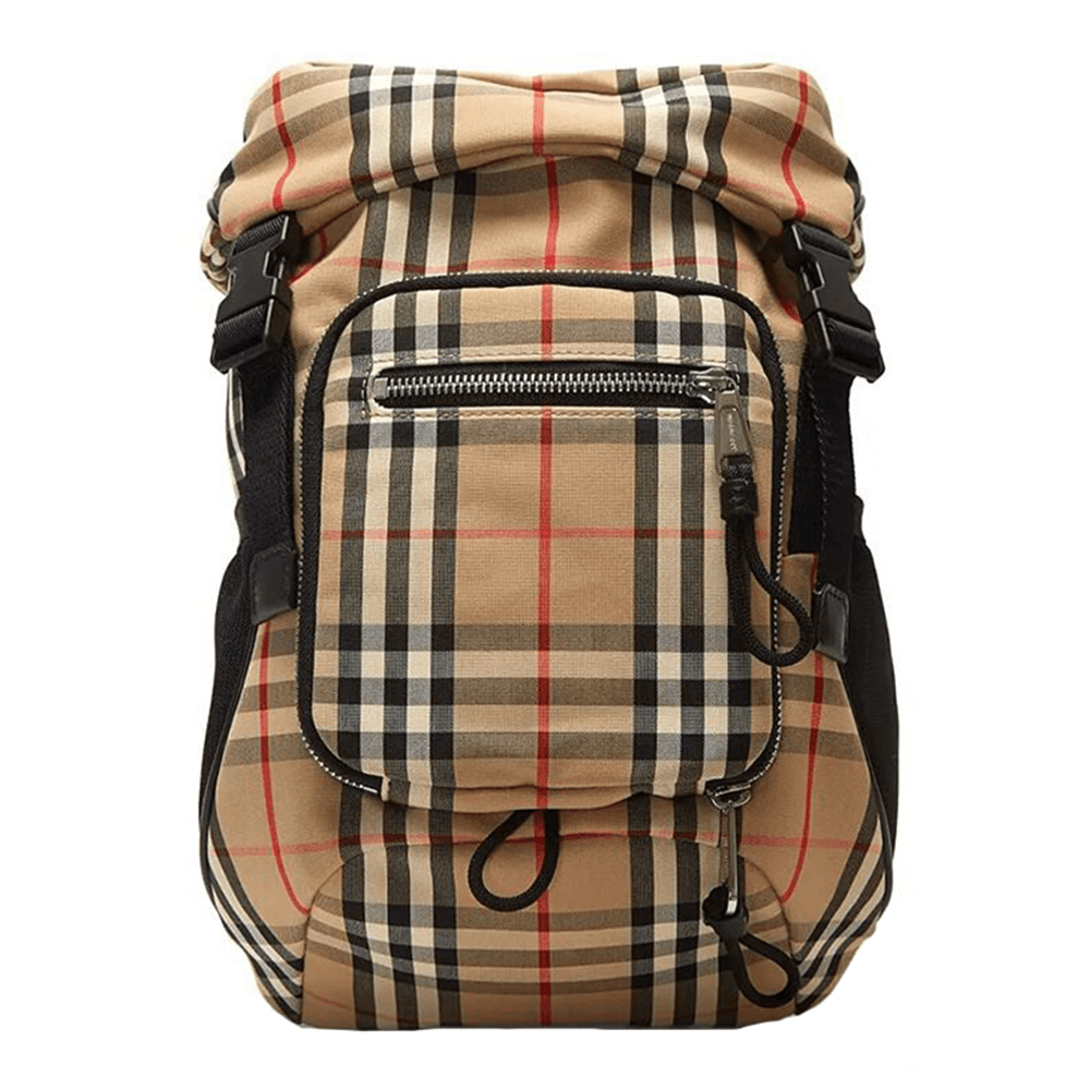 BURBERRY/博柏利 男士经典格纹卡其色棉质腰包式单肩背包 8014430