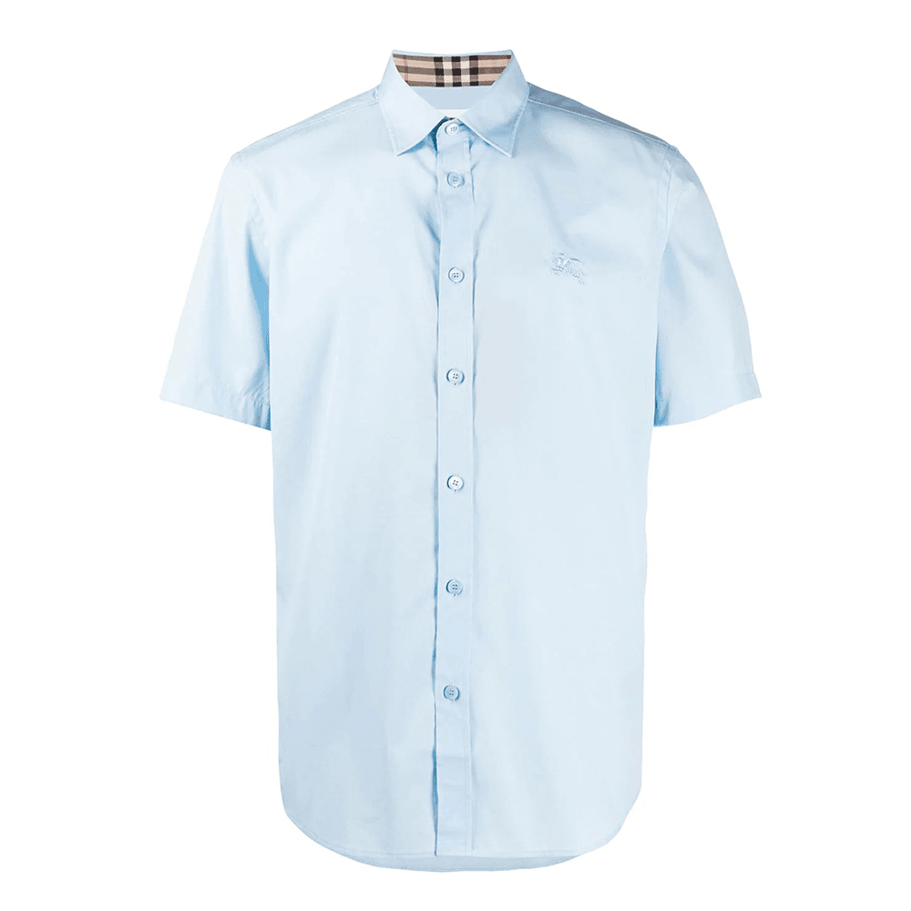 BURBERRY/博柏利夏季男士纯色棉质短袖衬衫衬衣 8025613/8025614