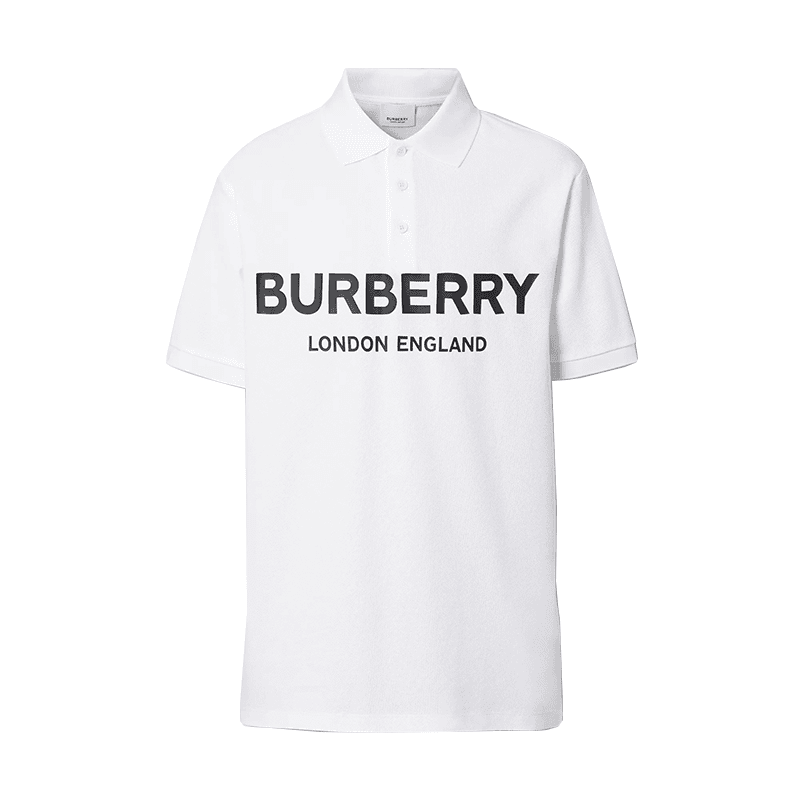 BURBERRY/博柏利潮流男装白色棉质LOGO短袖翻领POLO衫 8009498