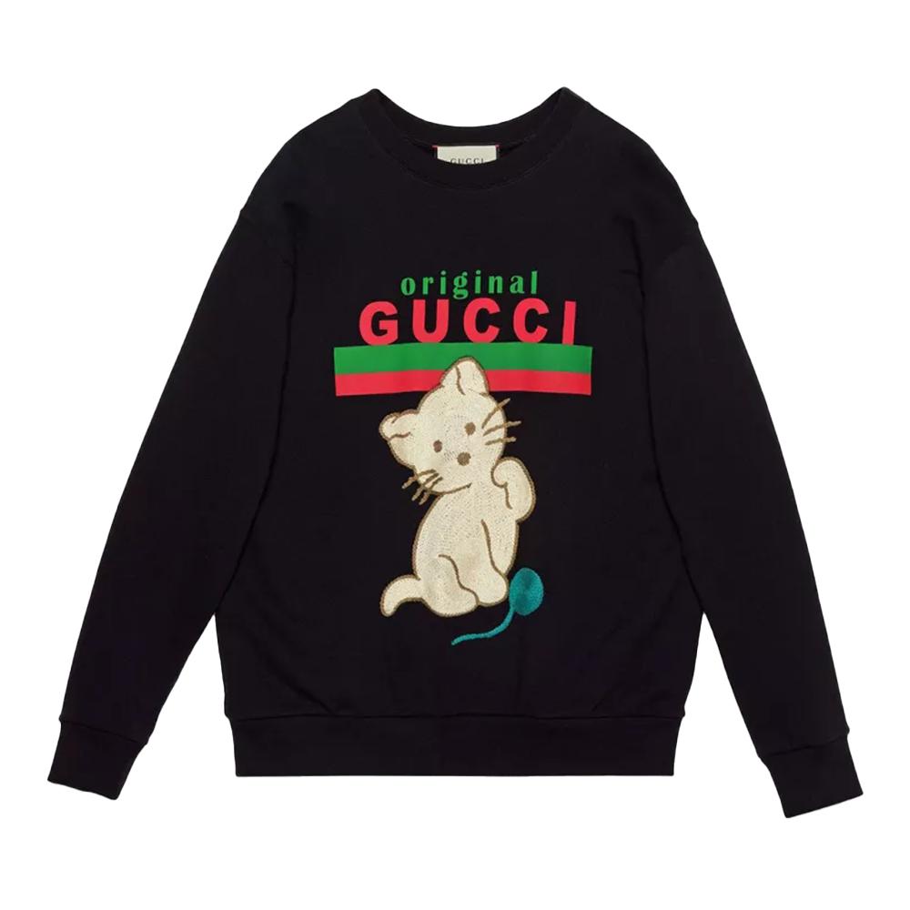 GUCCI/古驰秋季女士女装宽松猫咪印花卫衣 617964