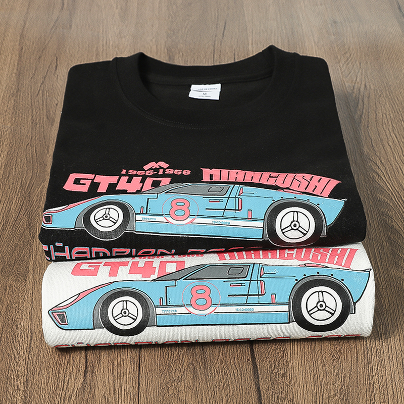 1968 夏季新款重磅320克卡通赛车印花男女情况短袖圆领ins宽松T恤