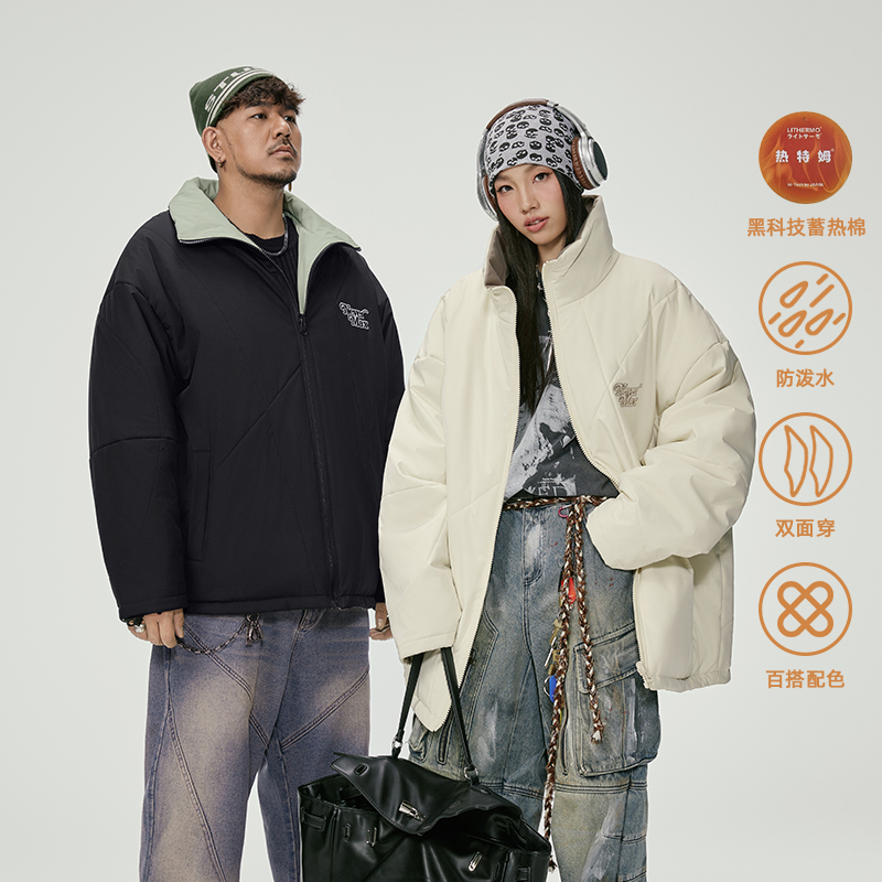 NMAX大码潮牌男装冬季新品两面穿棉衣热特姆棉蓄热棉服ENM005