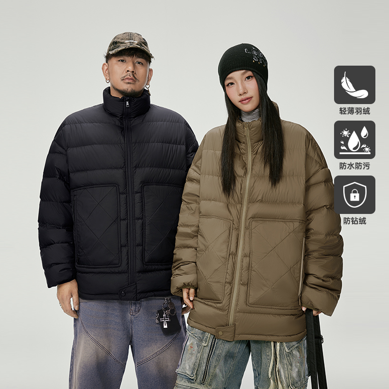 NMAX大码潮牌男装冬装防跑绒羽绒服高蓬鸭绒防水防污外套ENY004