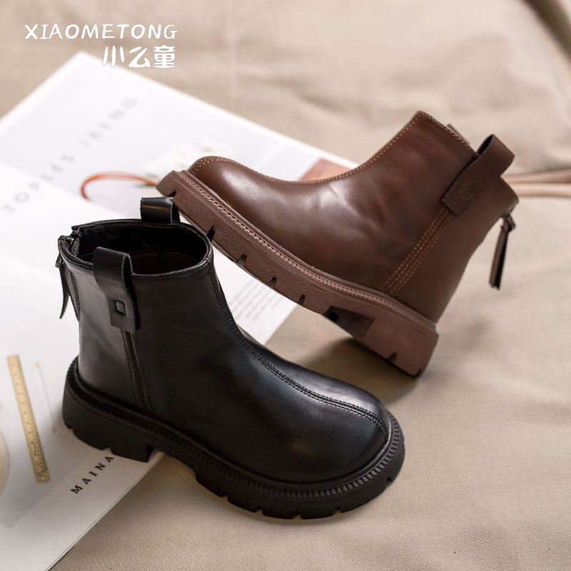 女童靴子2023新款童鞋儿童短靴女宝马丁靴春秋款皮靴公主单靴H046