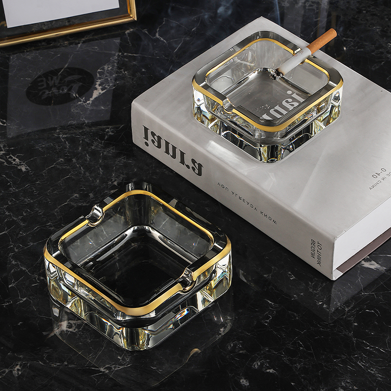 玻璃烟灰缸创意水晶高档灰缸家用客厅高端大气上档次简约轻奢烟缸