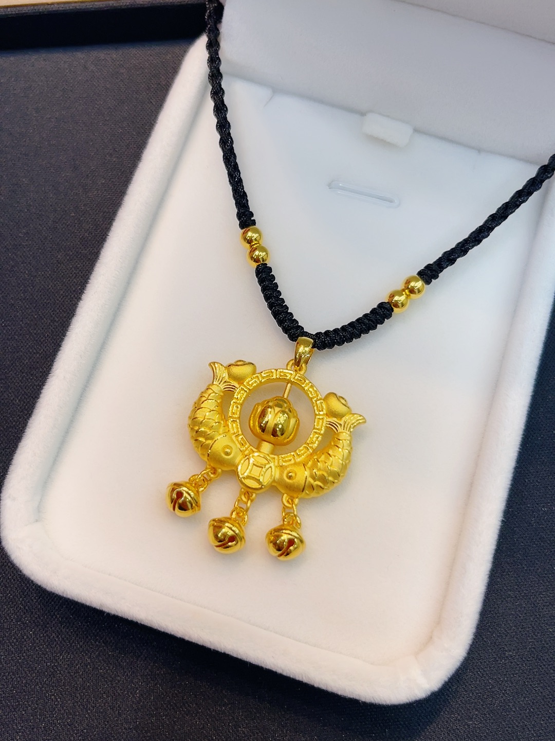 足金999双鱼锁编绳