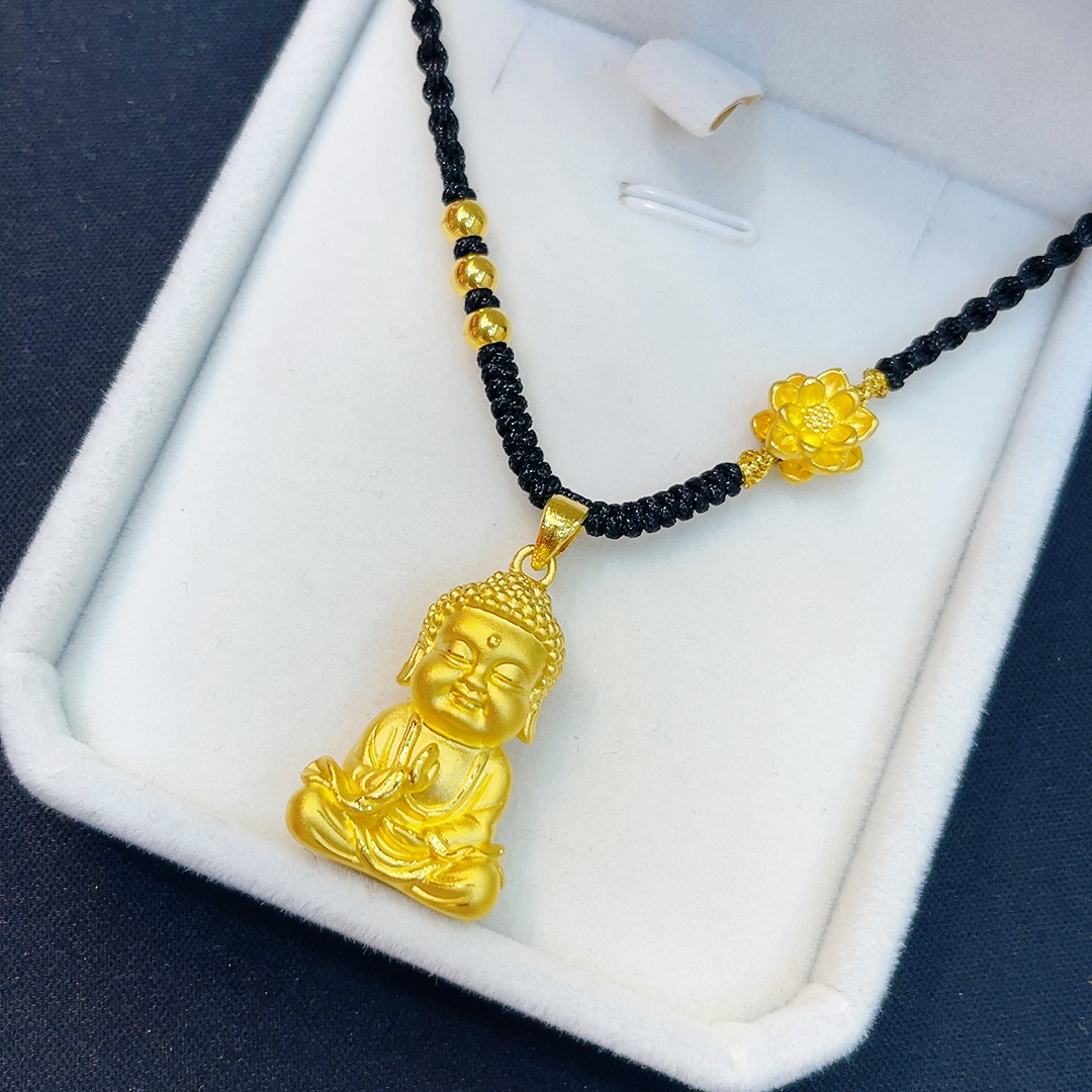 足金999黄金宝宝佛吊坠时尚手工编织