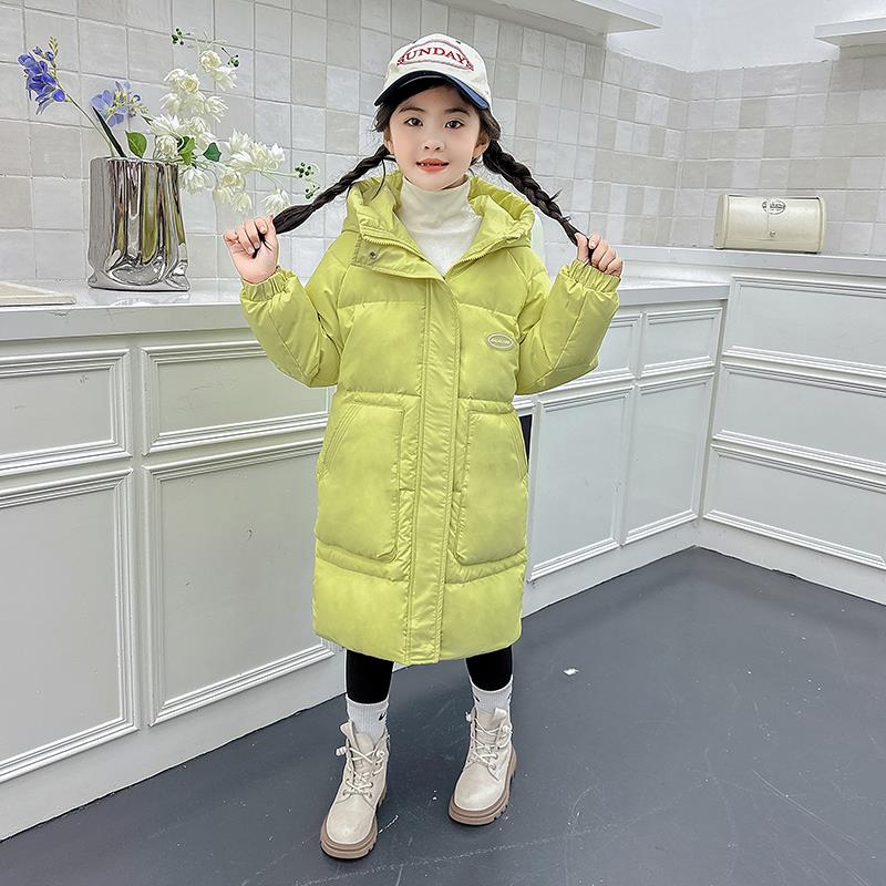 品牌断码恩女童羽绒服儿童加厚外套女孩冬季中长款2023年新款冬装