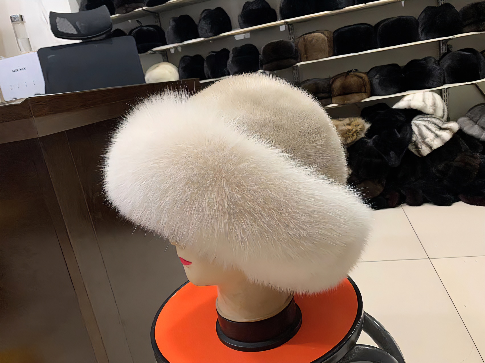 秋冬季狐狸保暖时尚水貂毛公主帽子皮草女士百搭包头帽子皮草帽子