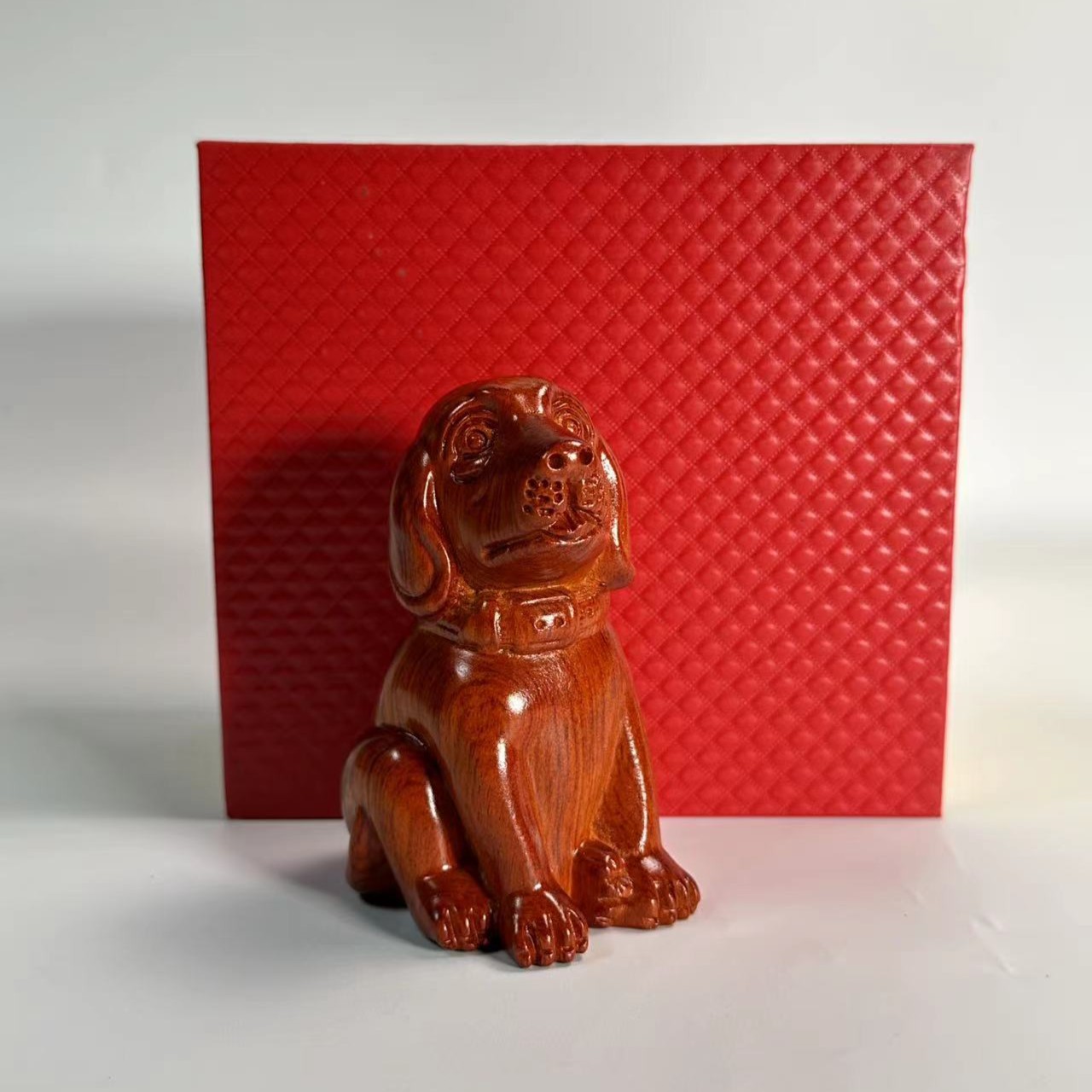 小巴花梨木一木整雕十二生肖小狗纯手工创意摆件工艺品可爱