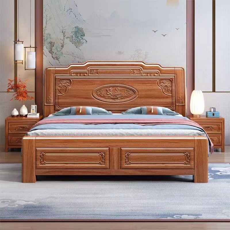 仿古雕花实木大床主卧床双人床现代简约家用经济全实木大床次卧