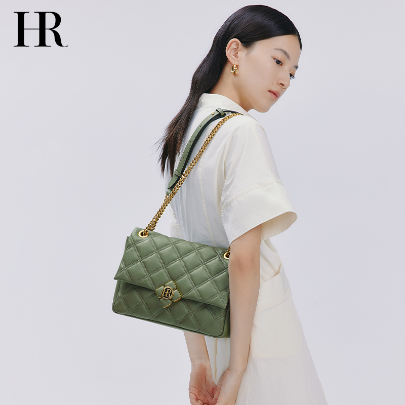 【薄荷曼波】HR赫莲娜女包春夏菱格链条包时尚单肩斜挎包小香风包包