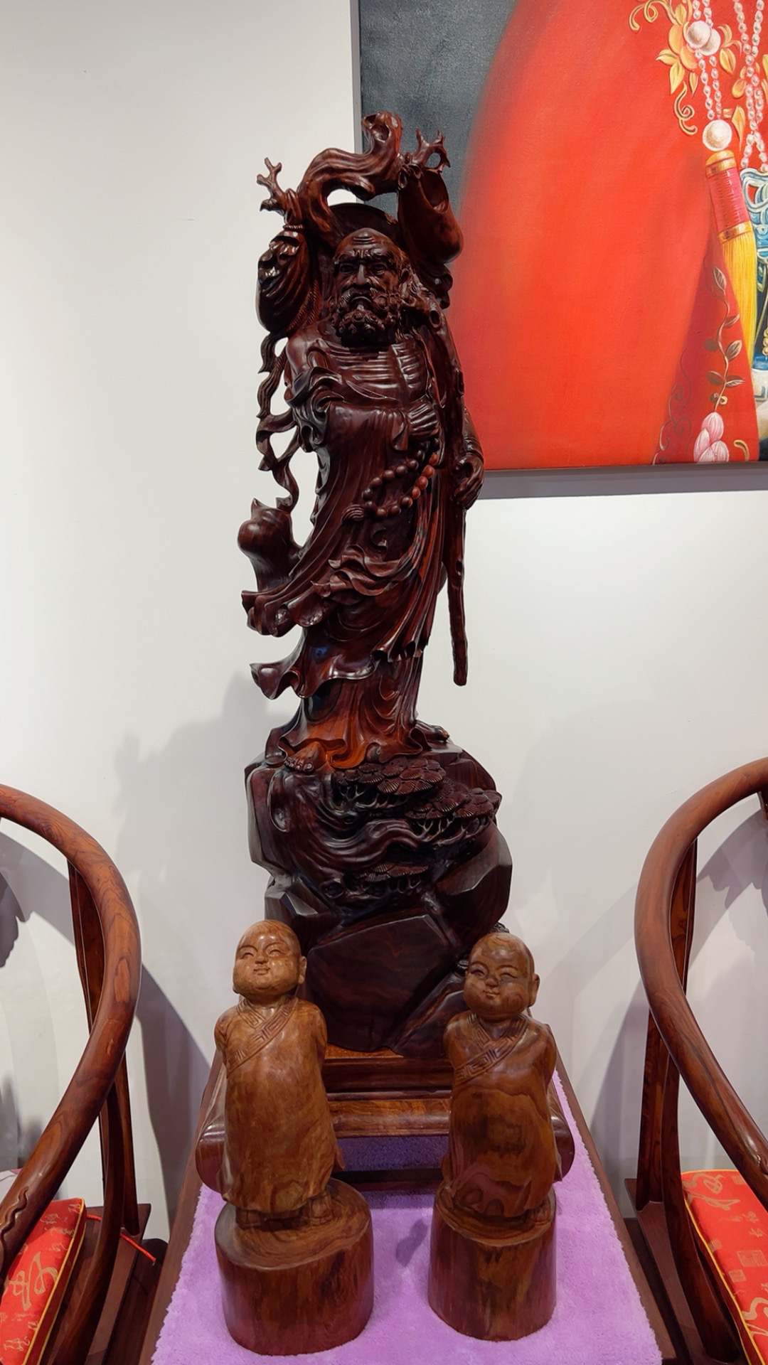 老挝红酸枝木全手工雕刻达摩祖师