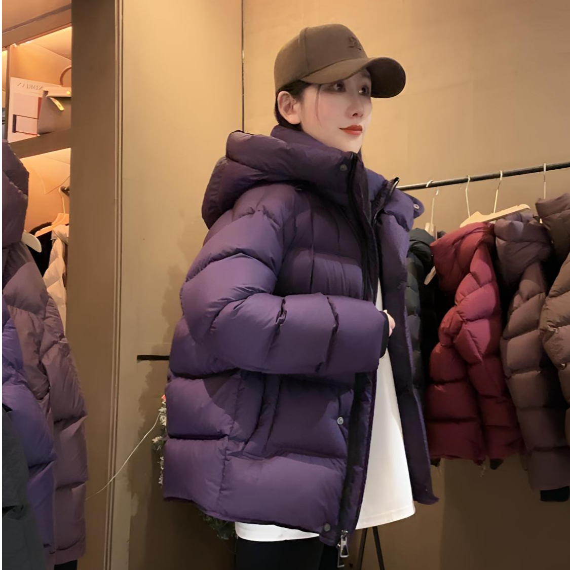 韩版休闲2025新款白鸭绒羽绒服百搭通勤新国标女加厚D