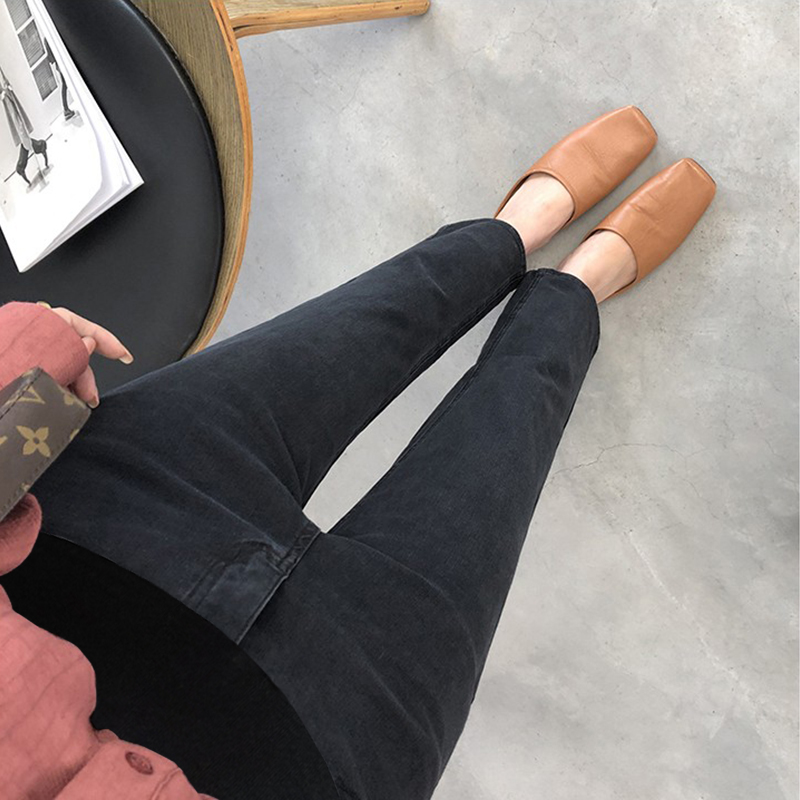 孕妇牛仔裤春秋款外穿小个子八分九分修身春夏窄版小脚直筒烟管裤