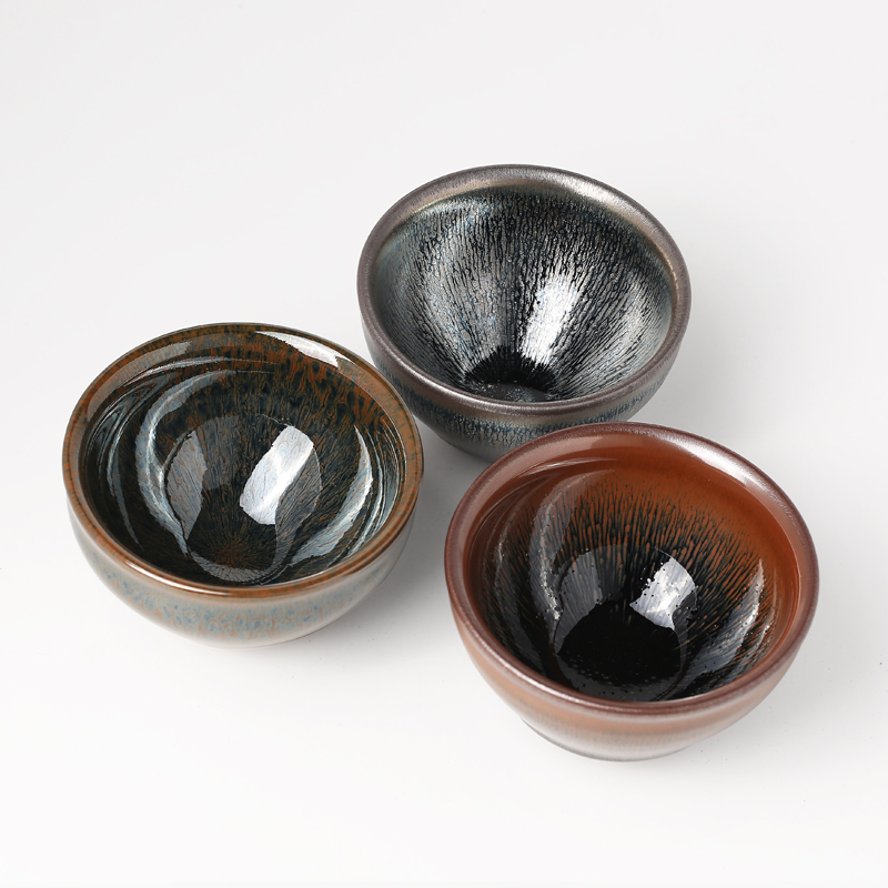 建盏入门套装3只装双囍严选好盏【兔毫 水墨 银毫】 茶盏作品