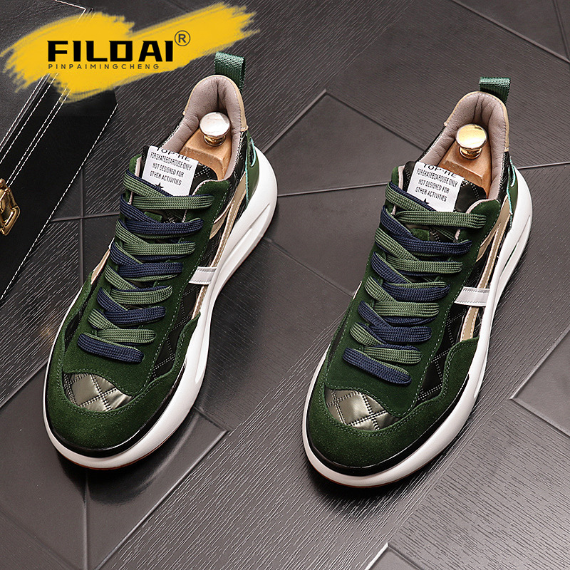 FILDAI轻奢时尚老爹鞋男2024春秋厚底气垫休闲鞋子增高潮鞋旅游鞋