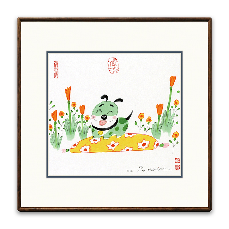 蔡志忠【狗】印章版画 客厅餐厅背景墙挂画 玄关卧室走廊装饰画