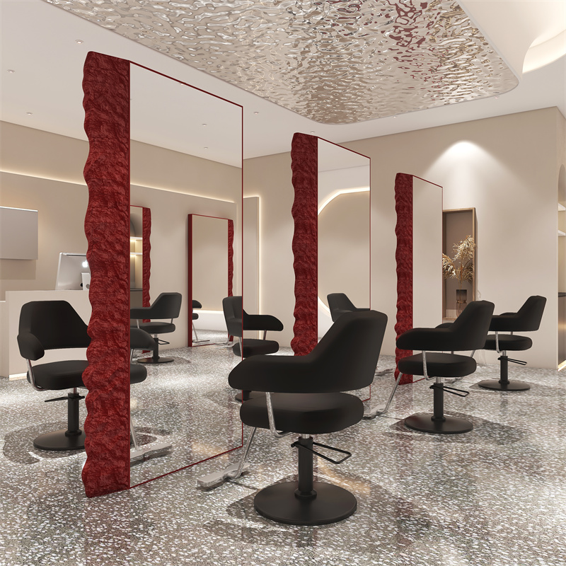 网红理髲店镜台发廊专用单面双面落地镜台理髲店专用镜子美发店镜