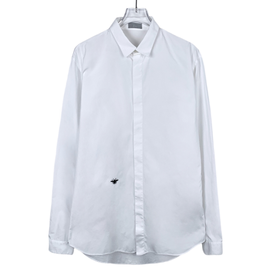 99新 DIOR/迪奥 小蜜蜂刺绣翻领白色衬衫 38码原价6k+ 016286