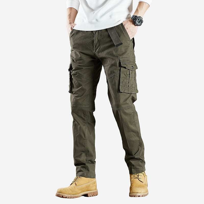 春秋弹力登山工装裤2025宽松直筒男士休闲裤多袋男款潮牌裤子薄款