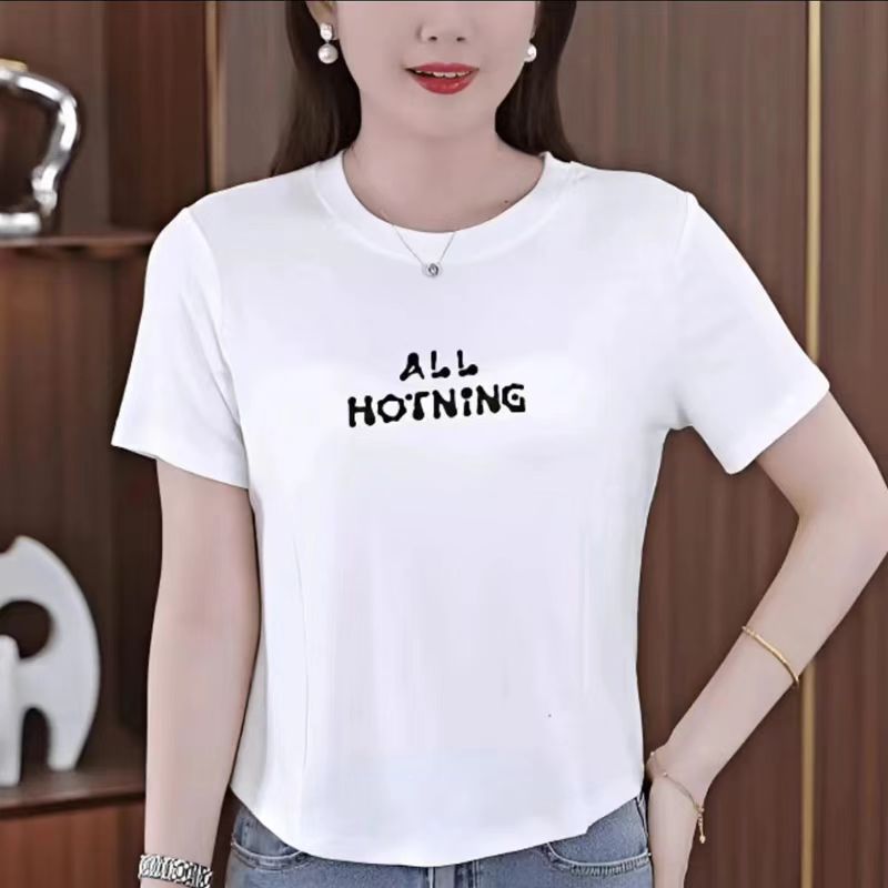 修身显瘦t恤女2024夏季薄款洋气减龄时尚上衣百搭圆领休闲短袖