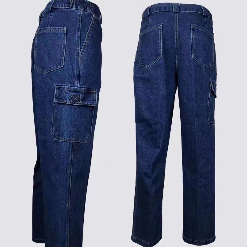 男蓝色防烫大码男装男款秋冬套装焊工耐磨裤子穿搭工作服宽松纯棉