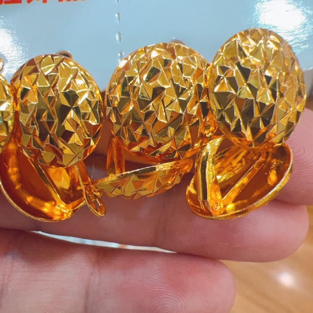 铜合金耳饰 EH051 新款时尚百搭轻奢圆形车花耳扣耳环
