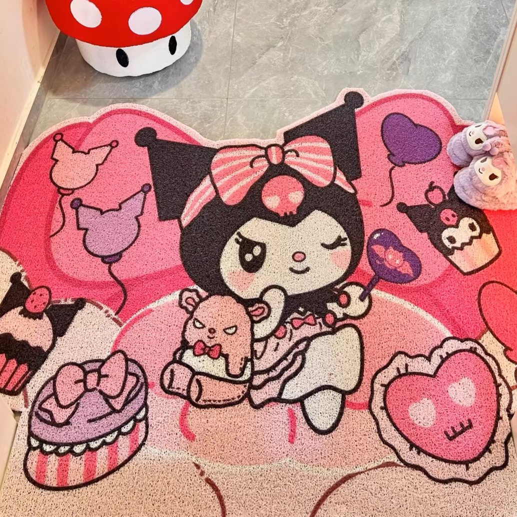 入户门地垫库洛米丝圈地垫卡通可爱少女心美乐蒂家用可裁剪玄关垫