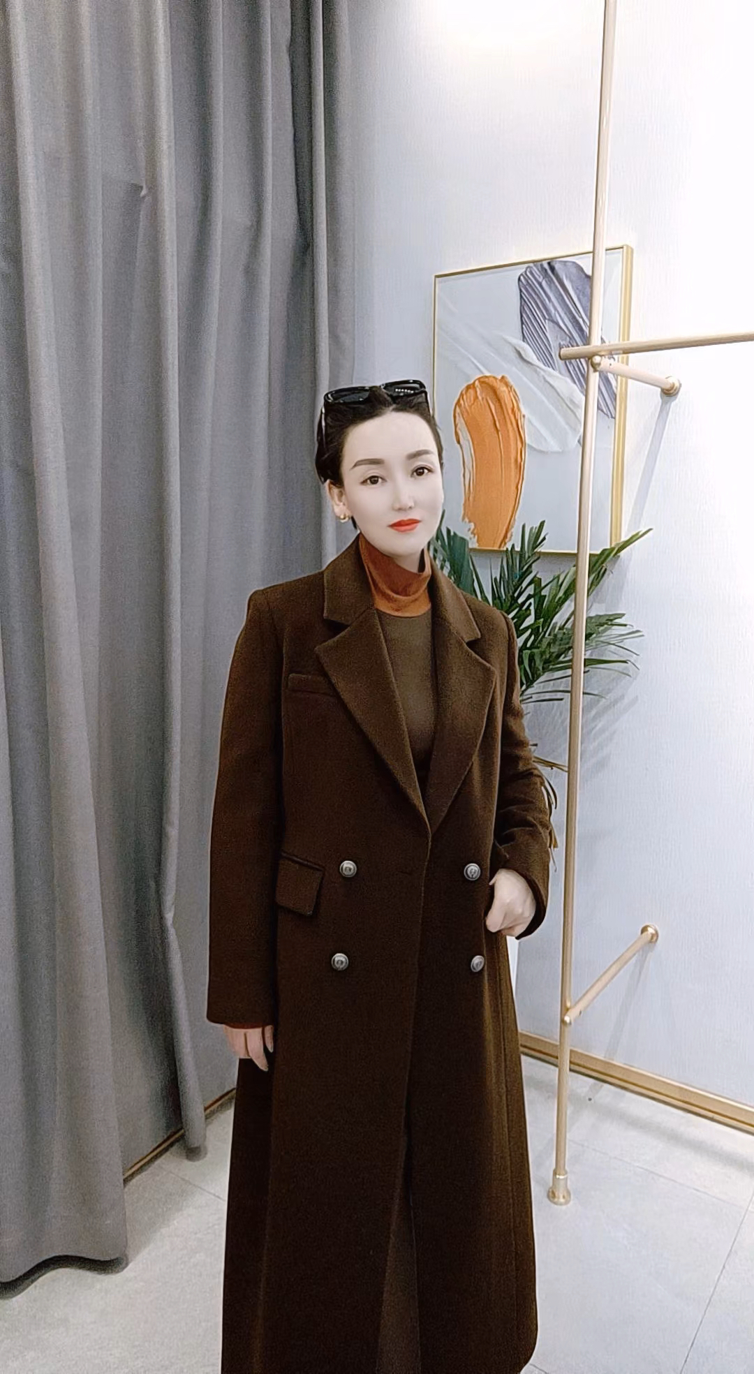 秋冬气质双排扣羊毛大衣时尚长款毛呢外套