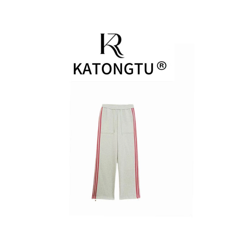 KATONGTU【三好学生】秋冬加绒侧边织带条纹抽绳束脚卫裤 YN24435