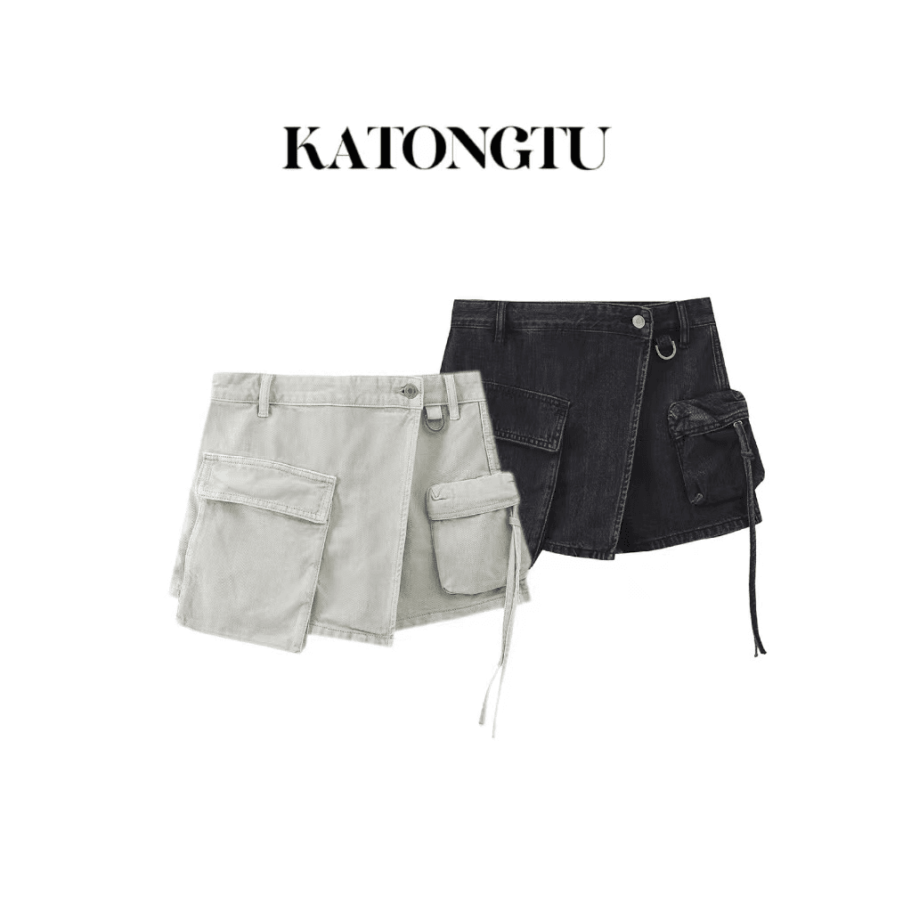 KATONGTU【热裤】2024夏季美式高腰复古水洗休闲短裤    SF8230YN