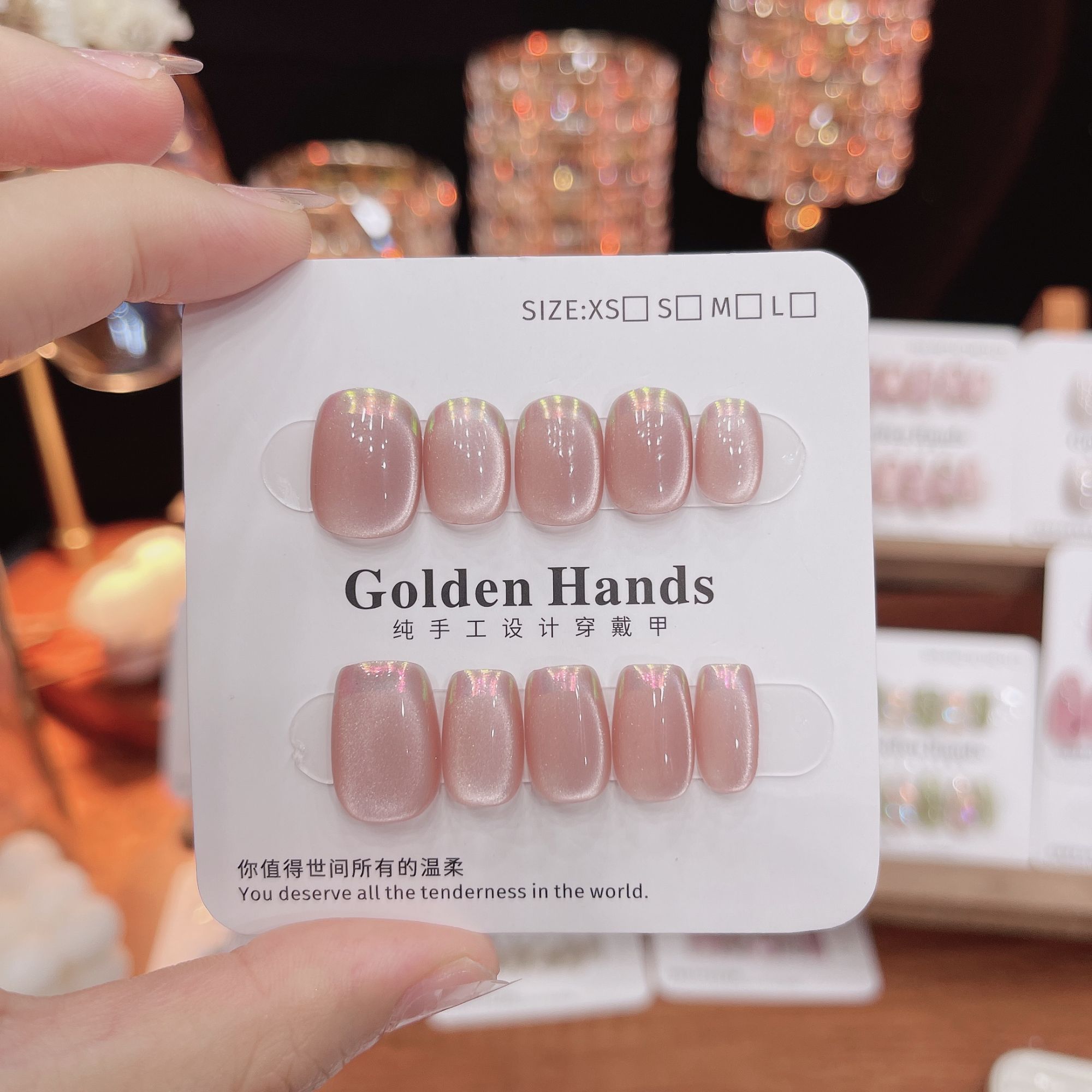 【仙鱼座】显白脏橘底纯手工穿戴甲绵密猫眼法式 秋冬系美甲Z