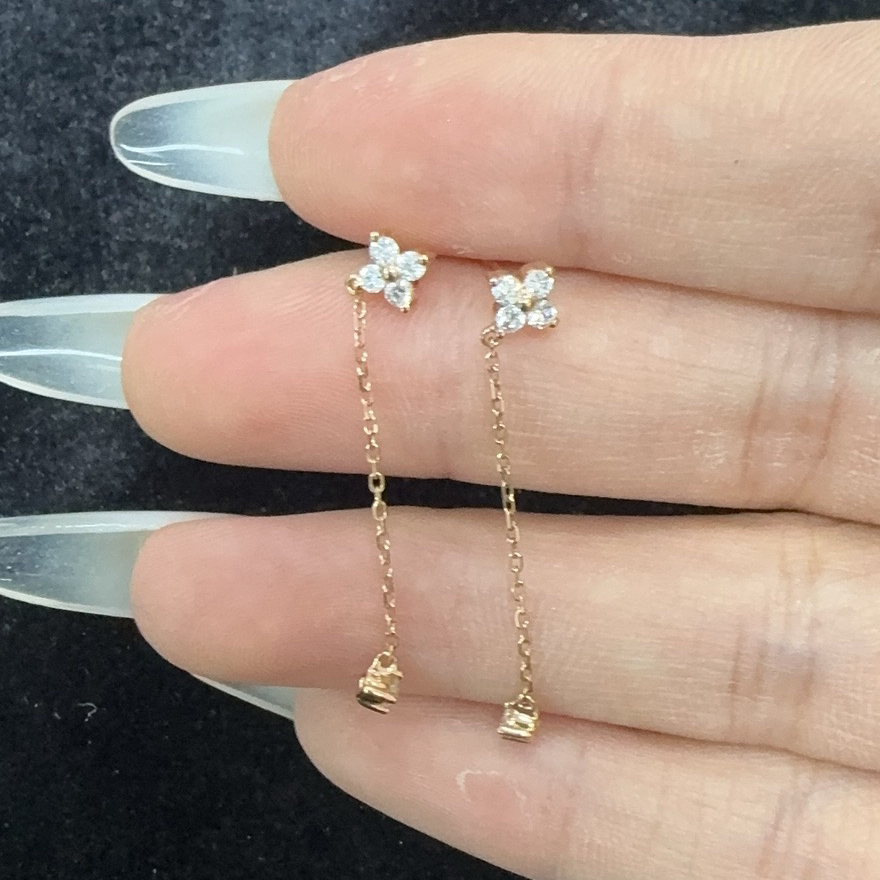 【念慈专属】18K 玫瑰金钻石耳坠耳钉简约高级百搭精致气质耳饰