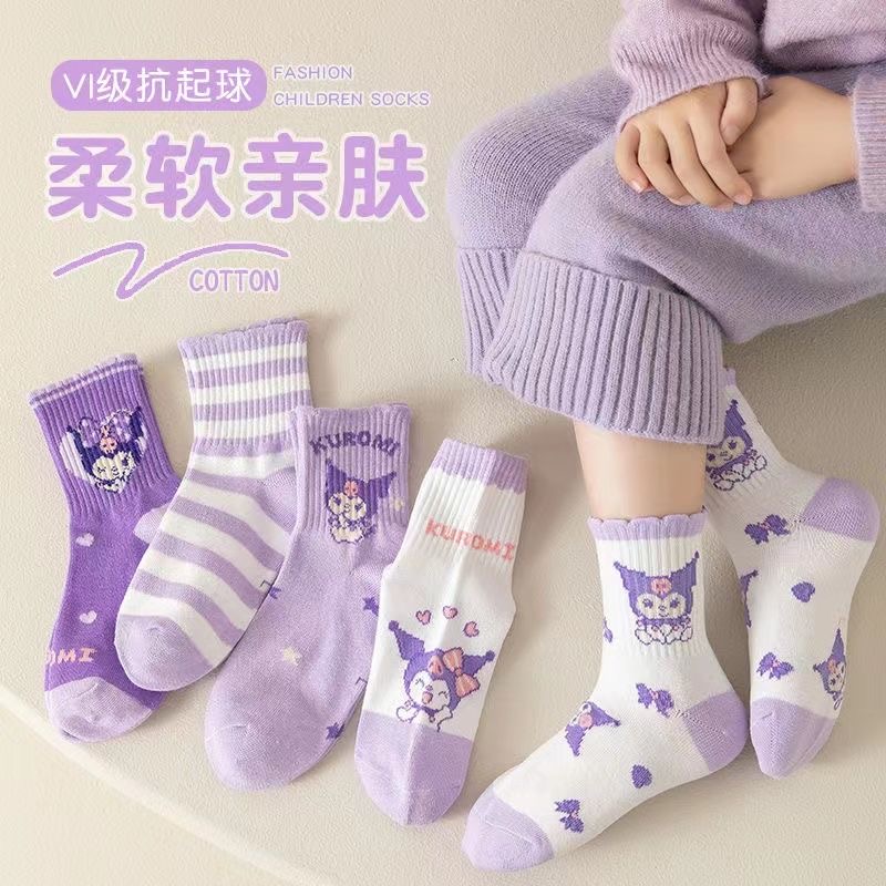【5双装 现货】女童袜子春秋薄款中筒袜儿童袜子宝宝秋季百搭学生袜