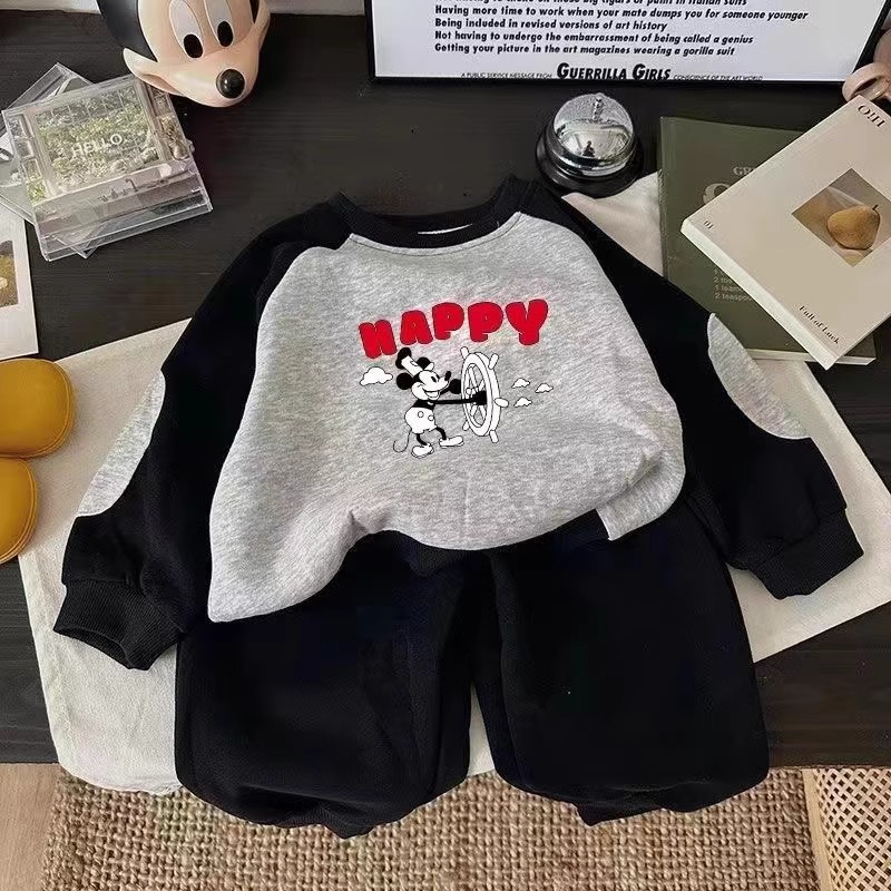 韩版休闲男童儿童春秋小童秋季秋冬帅气男宝时尚洋气卡通运动套装