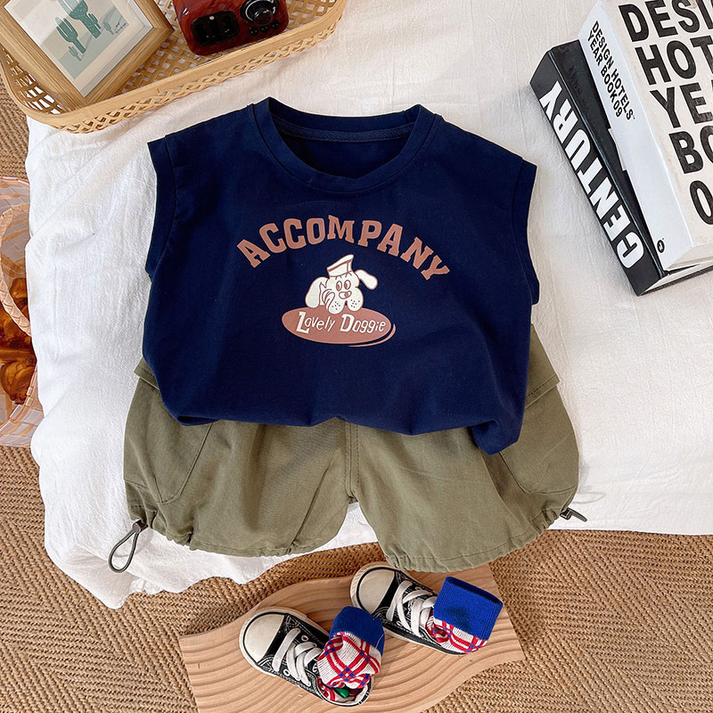 男童夏装套装痞帅新款小童无袖坎肩童装夏季宝宝背心工装裤两件套