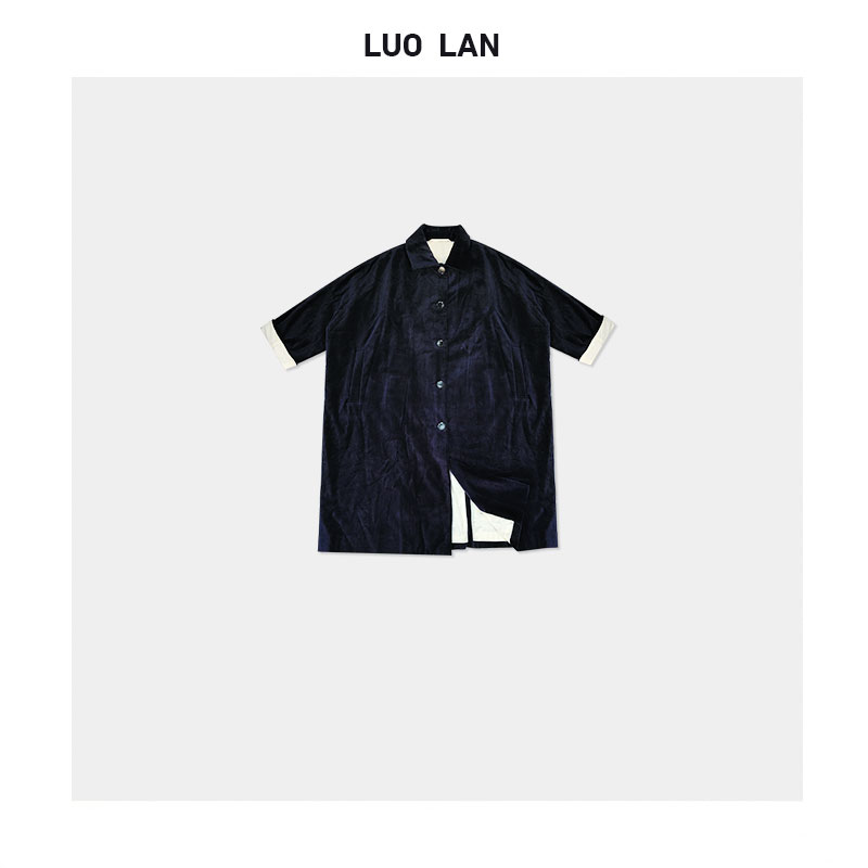 【雅雅】 秋款女装经典复古丝绒长款大衣外套 YLM0051