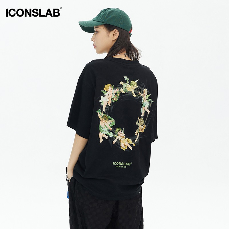 【icons仲夏之夜】ICS夏季美式小天使圈印花T恤情侣装潮牌圆领短袖