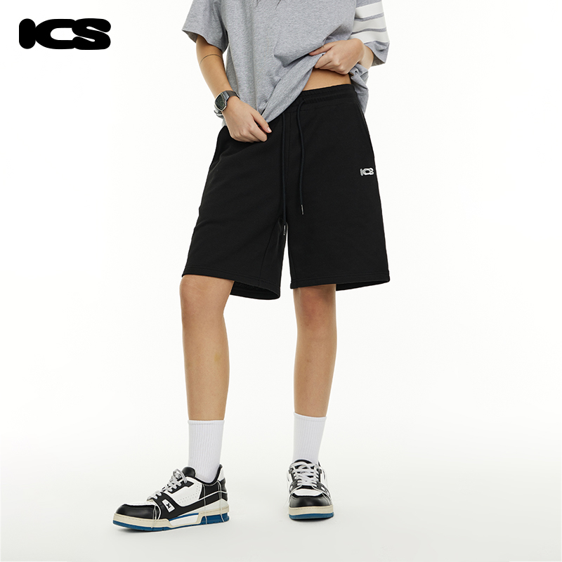 ics丨ICONSLAB刺绣基础短裤男美式复古情侣装直筒宽松休闲五分裤