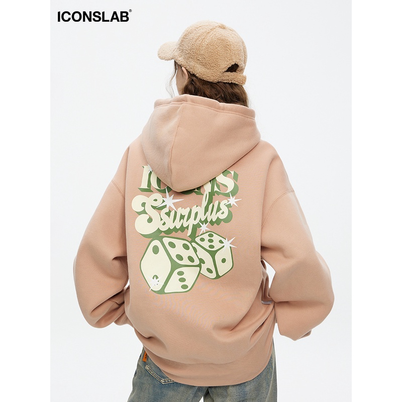 ICONSLAB美式骰子印花字母连帽卫衣潮男女情侣装重磅帽衫上衣秋季