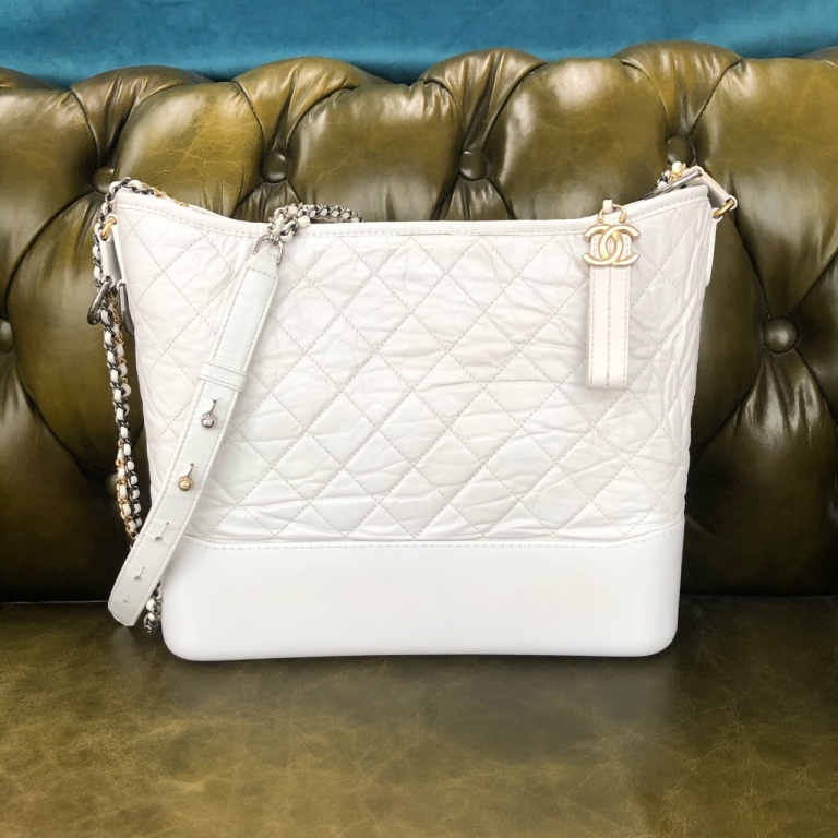95新 Chanel/香奈儿 安洁利严选CHANEL白色大号流浪包 WHL411102H
