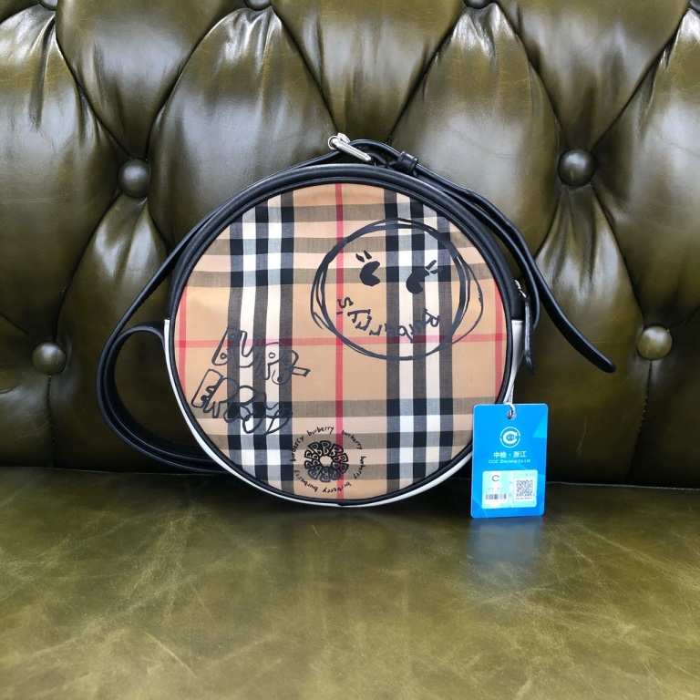 95新 BURBERRY/博柏利 安洁利严选  巴宝莉格纹圆饼包 WHZ410114