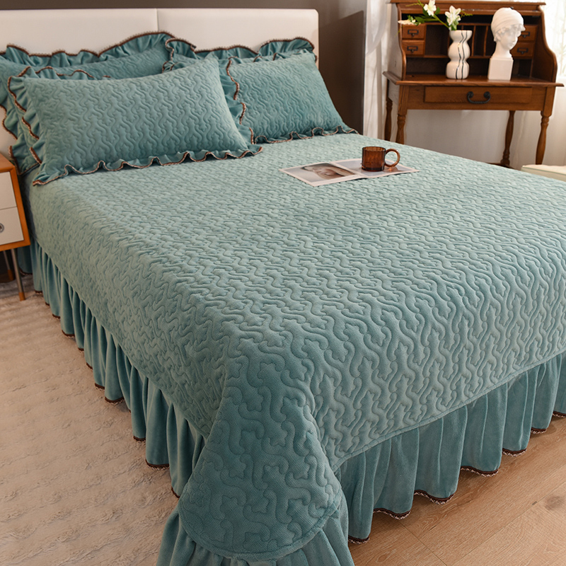 加厚牛奶绒夹棉床单珊瑚绒单件法兰绒垫单冬季保暖床盖牛奶绒防滑