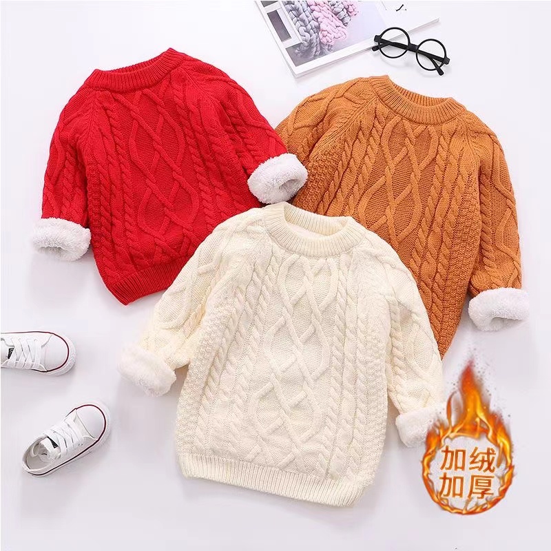 儿童毛衣套头秋冬新款男女童毛衣针织衫打底衫加绒加厚宝宝毛衣